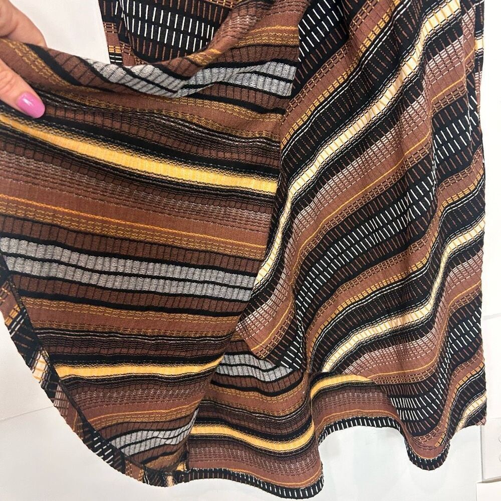 Anthropologie Maeve Midi Dress NWT Striped Wrap Knit Retro Brown XSP Zig Zag XS - Picture 14 of 15
